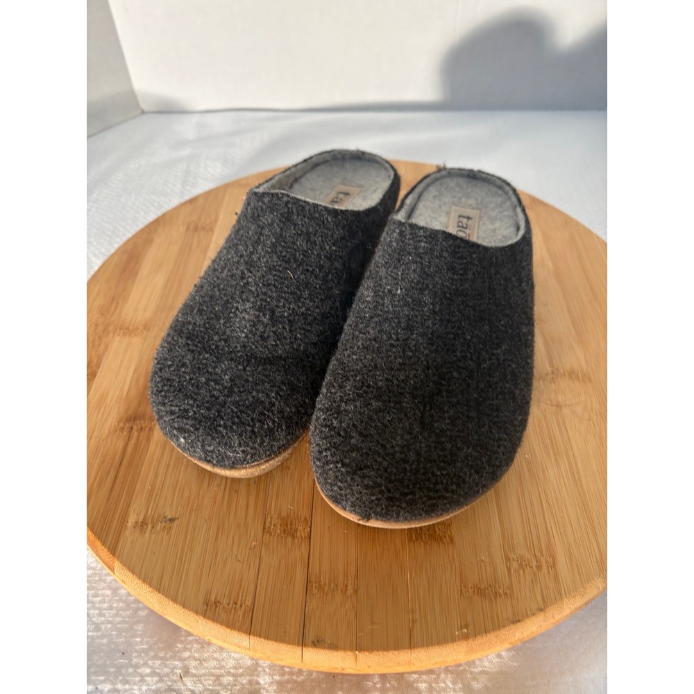 Taos Woolly Charcoal Gray Wool Clog Slippers Shoes Women's Size 38 Made in Spain
